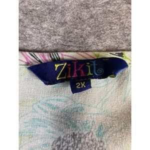 Zikit 2X Floral Print Scrub Top V-Neck Short Sleeve Women's Work Uniform